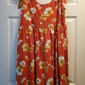Orange floral baby doll dress